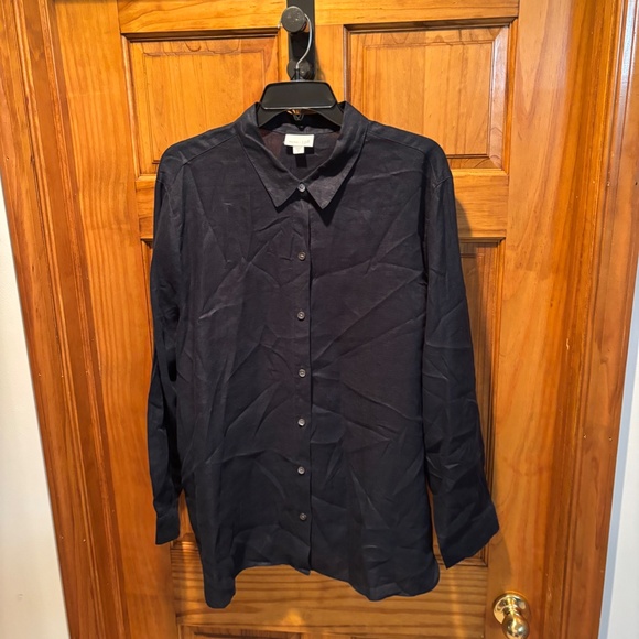 J. Jill Love Linen Button Front Shirt in Navy XL - Picture 2 of 6